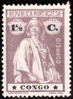 CONGO - 1914- Ceres.  1 1/2 C.  D. 15 X 14,  Papel Porcelana Médio, (l-l)  * MH   MUNDIFIL  Nº 102 - Portuguese Congo