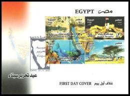 EGYPT 2007 FDC / FIRST DAY COVER Sinai Liberation Day ( Nabq Oasis - Monastery - Sharm El Sheikh - Castle ) - Cartas & Documentos