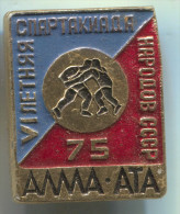 Wrestling, Sport, ALMA ATA, Russia, USSR, Metal, Vintage Pin, Badge, 30 X 23 Mm - Worstelen