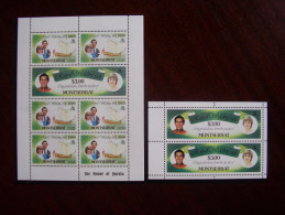 MONTSERRAT Issue 1981 ROYAL WEDDING SHEETLET $3.00 Value (7) With A PAIR Perf 12 $3.00 Value MNH. - Montserrat