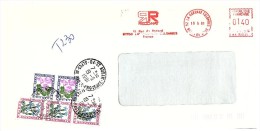 Lettre Taxée, 1981, EMA RECOMAT GARENNE COLOMBES. Affranchie. 1.40Fr, Taxe 2.30Fr, 5 Timbres  FLEUR  /6000 - 1960-.... Covers & Documents