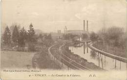 Depts Div -vosges - Ref V324-vincey -le Canal Et La Filature - Plan Rails Ligne De Chemin De Fer -carte Bon Etat   - - Vincey