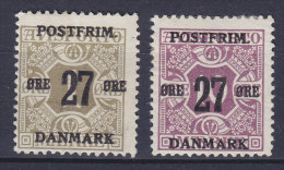 Denmark 1918 Mi. 84Y, 88Y     27 Ø Auf 1 Ø, 10 Ø Postfrim. Overprint (2 Scans) MH* - Neufs