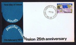 NORFOLK  1972  Pacific Commission 25th Ann Unaddressed FDC - Ile Norfolk