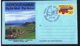 NORFOLK   36c Aerogramme  - Prison Kingston -  FDC - Ile Norfolk