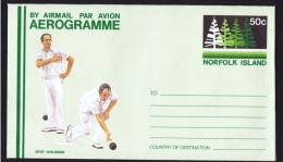 NORFOLK   50c Aerogramme  - Norfolk Island Bowling Club - Unused - Ile Norfolk