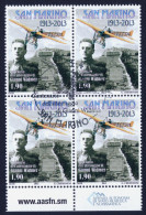 2013 SAN MARINO "CENTENARIO ATTERRAGGIO GIANNI WIDMER" QUARTINA ANNULLO GIORNO EMISSIONE - Used Stamps