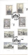 FDC Sur Feuillet Poste Belge 3 Timbres MNH Collés Sur Bande 3 ObL. 1er Jour Monuments Du Patrimoine De Bruxelles. - 1991-2000