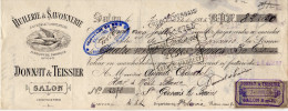 France - 1886 Lettre De Change Timbre Fiscal Quittances 5c Entete "Huilerie Savonerie Donnat & Teissier" SALON - Drogisterij & Parfum