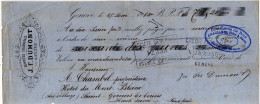 Suisse - 1884 Lettre De Change Timbre Fiscal Quittances 5c Entete "DENREES COLONIALES J F DUMONT" Genève - Suisse