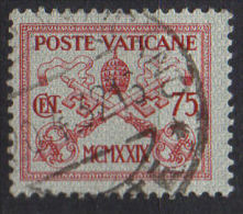 VATICANO  1929  Conciliazione  Cent. 75 Usato / Used - Gebraucht