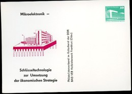 DDR PP18 B2/010 Privat-Postkarte MIKROELEKTRONIK Frankfurt/Oder 1989 NGK 3,00 € - Cartes Postales Privées - Neuves