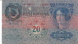 2058A,  BANKNOTE, 20, HUSZ KORONA, OVERPRINT, 1913, HUNGARY. - Hongarije