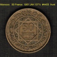 MOROCCO   50  FRANCS  1951 (AH 1371)  (Y # 51) - Marokko