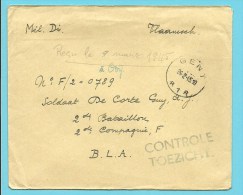 Brief Met Stempel GENT 26/2/45 ,  CONTROLE / TOEZICHT -> Soldaat / Belgisch Leger, Recu à Ooy - Weltkrieg 1939-45 (Briefe U. Dokumente)