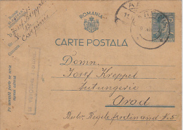 7796- KING MICHAEL, PC STATIONERY, ENTIER POSTAUX, CENSORED TIMISOARA NR 13, 1942, ROMANIA - World War 2 Letters