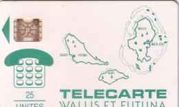 WALLIS ET FUTUNA WF1 CARTE DES ILES VERTE 25U SC4AB  UT LUXE - Wallis Y Futuna