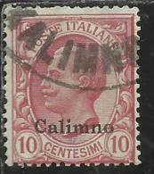 COLONIE ITALIANE EGEO CALINO CALIMNO 1912 SOPRASTAMPATO D´ITALIA ITALY OVERPRINTED CENT. 1 CENTESIMI USATO USED OBLITERE - Egeo (Calino)