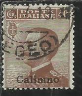 COLONIE ITALIANE EGEO CALINO CALIMNO 1912 SOPRASTAMPATO D´ITALIA ITALY OVERPRINTED CENT 40 CENTESIMI USATO USED OBLITERE - Egeo (Calino)