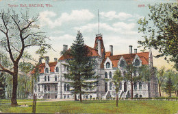 United States PPC Taylor Hall Racine Wisconsin RACINE 1908 To Denmark (2 Scans) - Racine