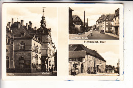 0-6530 HERMSDORF, Josef-Stalin-Strasse, Gasthof "Schwarzer Bär", Rathaus, 1954 - Hermsdorf