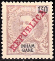 INHAMBANE - 1911,  D. Carlos I, Com Sobrecarga «REPUBLICA»  130 R.   * MH  MUNDIFIL  Nº 42 - Inhambane