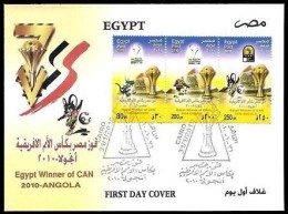 EGYPT 2010 FDC / FIRST DAY COVER EGYPT WINNER OF AFRICAN NATIONS CUP CAN - ANGOLA - Lettres & Documents