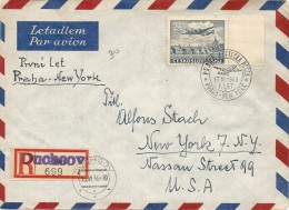 LETTRE 1ER VOL POUR NEW YORK - Airmail