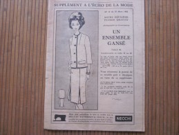 Supplément " L’Écho De La Mode" 25 Mars 1962 Patron Modèle Ensemble Gansé Taille 40> Leçon De Crochet Sac Raphi - Sonstige & Ohne Zuordnung