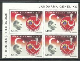 Turkey; 2014 175th Anniv. Of The Foundation Of The Gendarmerie General Command (Block Of 4) - Nuovi