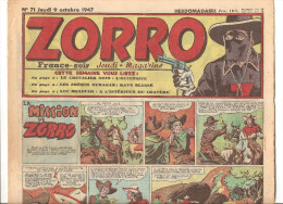 Zorro Hebdomadaire N°71 Du Jeudi 9 Octobre 1947 La Mission De Zorro - Zorro