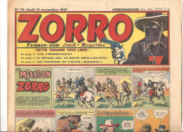Zorro Hebdomadaire N°76 Du Jeudi 13 Novembre 1947 La Mission De Zorro - Zorro