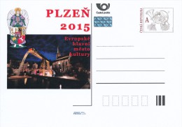 Czech Rep. / Postal Stat. (Pre2011/52) European Capital Of Culture PLZEN 2015, Square - Fountain (camel) - Cartes Postales