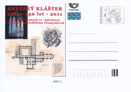 Czech Rep. / Postal Stat. (Pre2011/92) St. Agnes Convent In Prague (2 Pieces); Royal Burial Ground; Reconstruction - Klöster