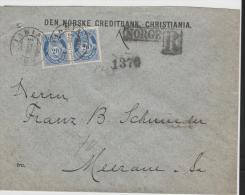 Nor096/ NORWEGEN -  Posthorn Ausgabe 1910, 20 Öre Im Paar Nach Deutschland Ex Christiania 1915 - Lettres & Documents