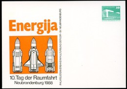 DAY OF SPACE TRAVEL 1988  East German STO Postal Card PP18 C2/017  Cat. 3,00 € - Sonstige & Ohne Zuordnung