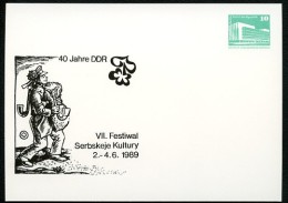 DDR PP18 D1/004 Privat-Postkarte SORBISCHES KULTURFESTIVAL Bautzen 1989  NGK 3,00 € - Cartes Postales Privées - Neuves