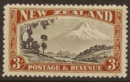 NZ 1935 3/- Mt Egmont P12.5 SG 590b HM #IR43 - Nuevos