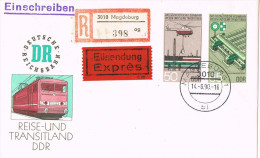 11051. Carta Certificada Expres Entero Postal MAGDEBURG (Alemania DDR) 1990. Reise - Enveloppes - Oblitérées