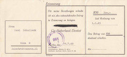 Erinnerungsrechnung 1949 Mit Zensurstempel - Autriche