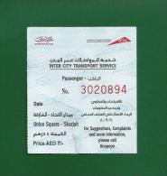 UAE / EMIRATES ARABES 2012 - Dubai To Sharjah Used Bus Ticket  -  As Scan * Rare * - World