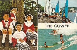 GB - W - Gla - The Gower, Glam. Y Gwyr - Multiview : Beach, Surfing, Traditional Costume - NPO N° W1402 - 68276C (1976) - Glamorgan