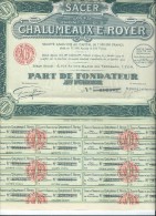 Part De Fondateur Au Porteur/ SA Des Chalumeaux E. Royer / LYON/ Forveille Graveur / Rodez/1924     ACR87 - Industrie