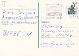 8605- MUNCHEN- STATUE, BAVARIAN HALL, POSTCARD STATIONERY, 1992, GERMANY - Postkarten - Gebraucht