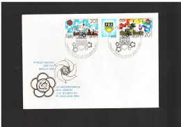 DDR -9 5 1989 FDC PFINGSTREFFEN DER FDJ BERLIN - XII WELTFESTSPIELE DER JUGEND UND STUDENTEN PHJONGJANG 1989 - 1981-1990