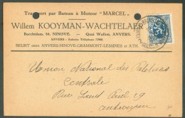 50 Centimes LION  Obl. Ambulant Sc TOURNAI-BRUXELLES DOORNIK-BRUSSEL 2 Sur C. (transport Par Bateau W. Kooyman-Wachtelae - Ambulants