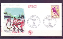 Rép. Française - Hockey Sur Glace - Premier Jour D'émission - Grenoble 27/1/1968  (RM7088) - Winter 1968: Grenoble
