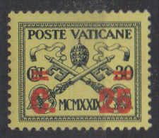 VATICANO  1931  Giallino   Cent. 25 Su 30 Usato / Used - Gebraucht