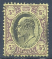 Transvaal 1902. 5sh Black And Purple/yellow (wmk CA). SACC 260, SG 254. - Transvaal (1870-1909)