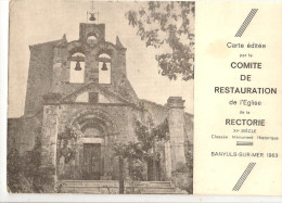 COMITE DE RESTAURATION DE L'EGLISE DE LA RECTAURIE BANYULS MER 1963 - Banyuls Sur Mer